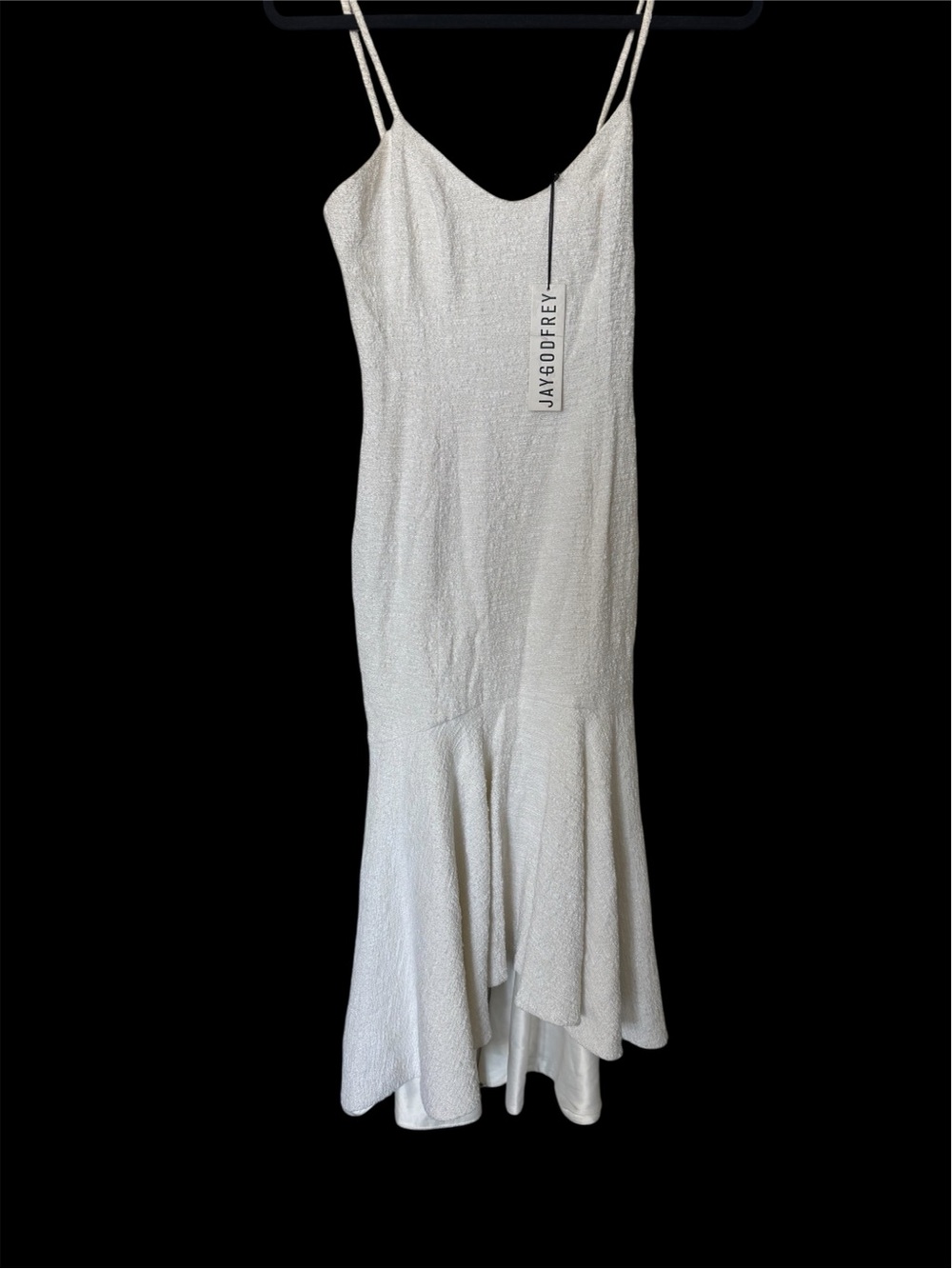 JAYGODFREY Ivory Textured Strapless Slip Dress with Flared Hem